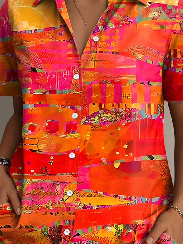 Women's Shirt Long Sleeve Button Down Blouse Graphic