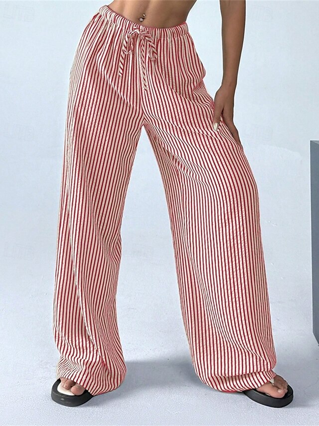 Women's Wide Leg Chinos Pants Trousers Vacation Vintage