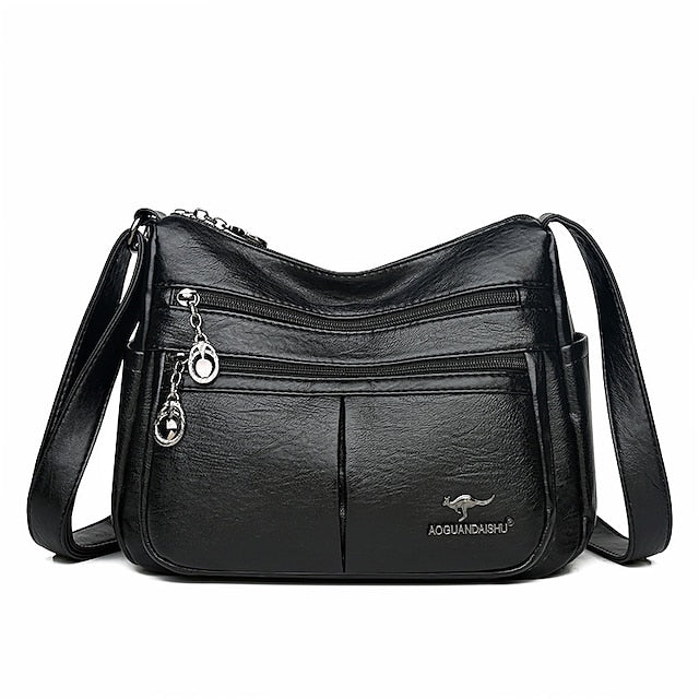 Kunstleder Damen Schultertasche mit mehreren Taschen - Umhängetasche