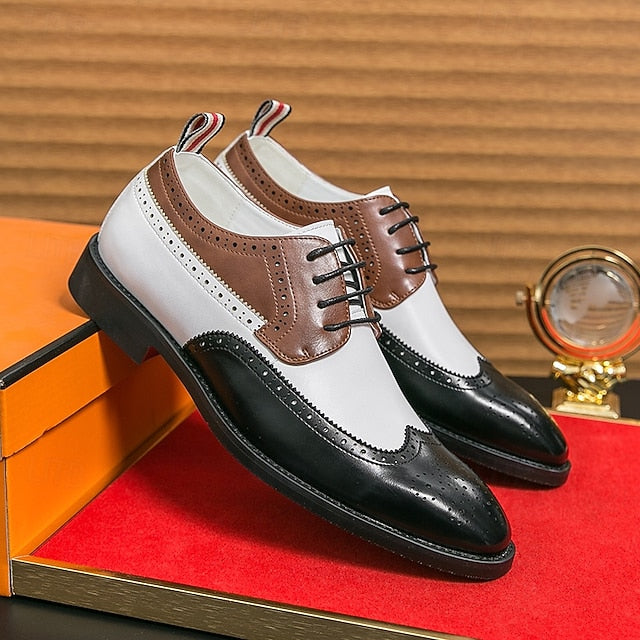 Oxford Men's Brown with and Shoes Wingtip White