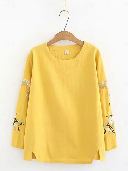 Women's T Shirt Tee Top Embroidered Floral Fashion Classic