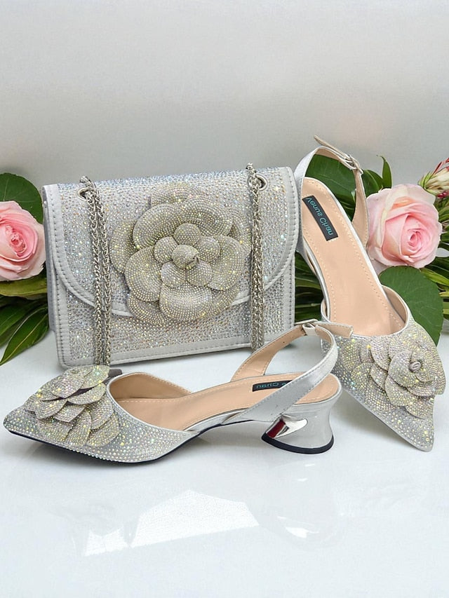 Gold Pumps Slingback Matching with Women's Rhinestone