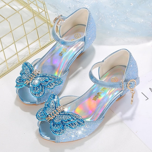 Girls' Princess Sparkly Shoes Bowknot Glitter Silver –