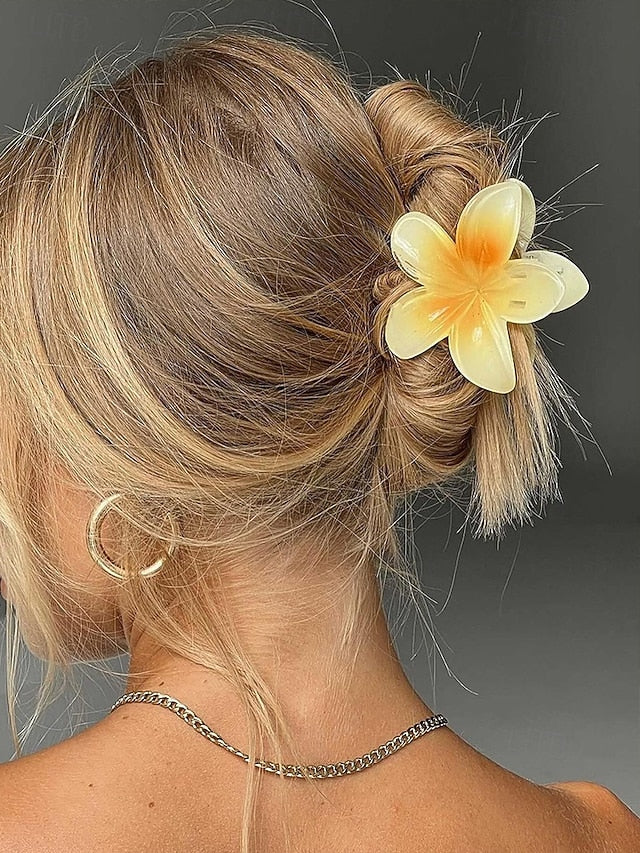 Resin Hawaiian Flower Clips Tropical Hair – 6PCS Plumeria