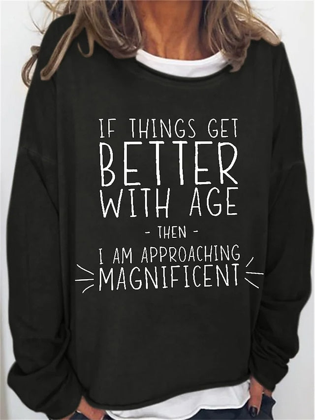 Women's Oversized Sweatshirt Pullover Cotton Blend Letter
