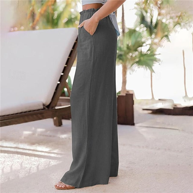 Women's Wide Leg Pants Trousers Casual Daily Long Plain