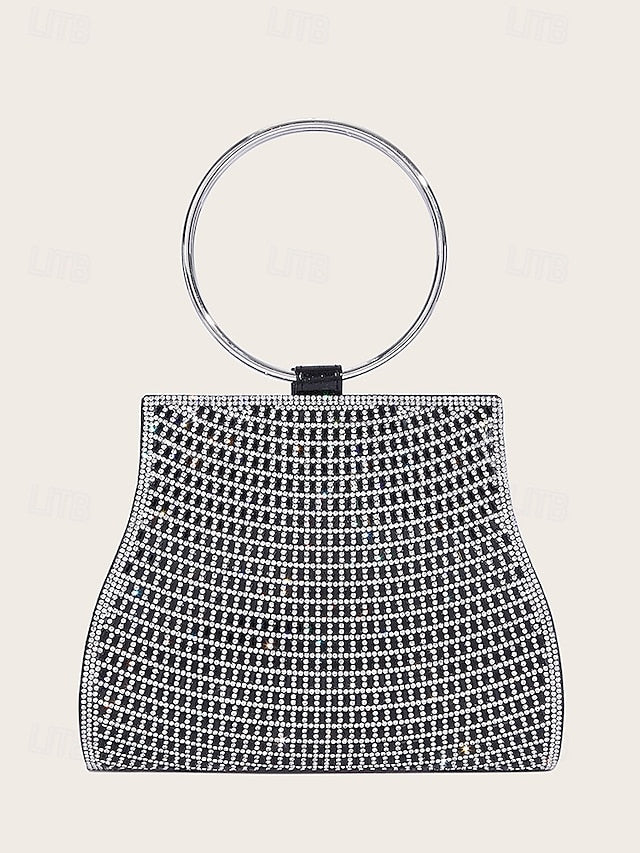 – Crystal with Ring Clutch Handle Evening Elegant Gold