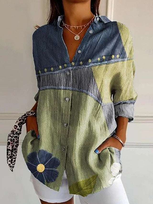 Women's Shirt Linen Like Breathable Lightweight Graphic