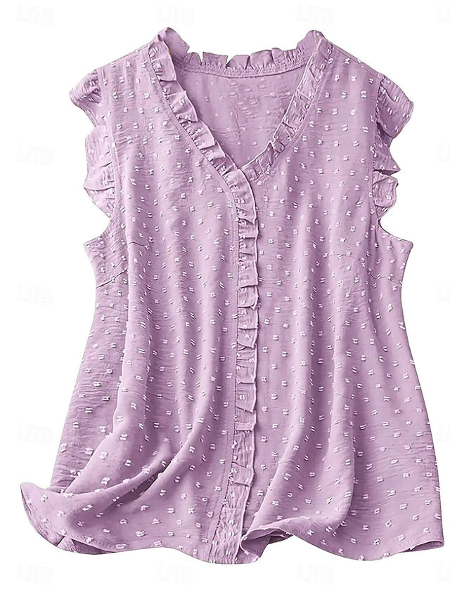 Women's Blouse Camisole Tank Top Ruffle Patchwork Solid