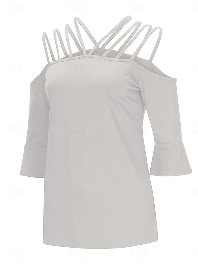 Women's T Shirt Plain Fashion Modern Casual Long Sleeve Off