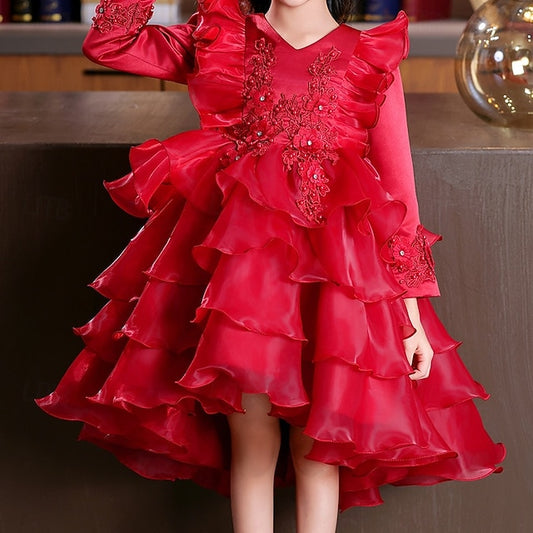Girls' Party Kids Flower Special Sleeve Dress Wedding Long