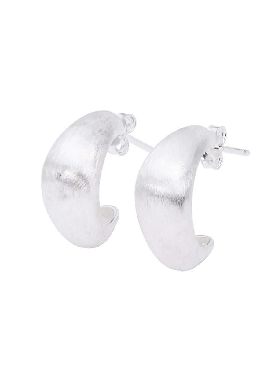 Clous d'oreilles en forme de C en argent S925 pour femmes, style décontracté, II1035 