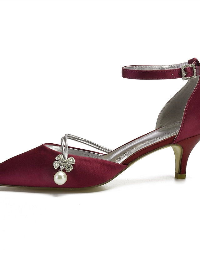 Pearl Blue and Kitten Satin Heels with Dark Women's