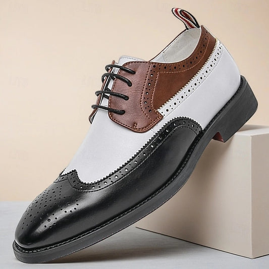 Oxford Men's Brown with and Shoes Wingtip White