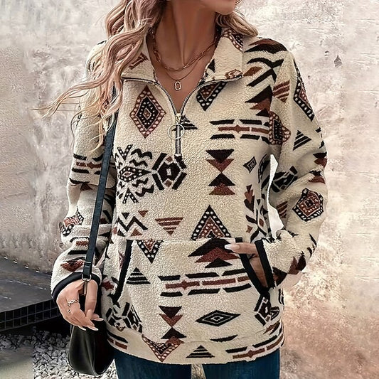 Women's Zip Up Sweatshirt Double Fuzzy Sweatshirt Thick