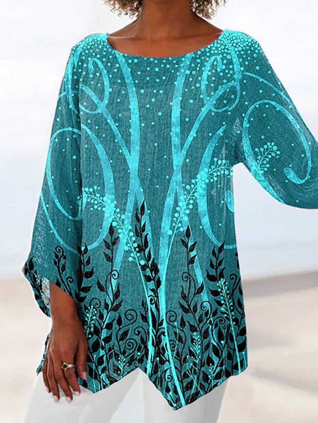 Women's Blouse Long Sleeve Asymmetrical Hem Chiffon Daily