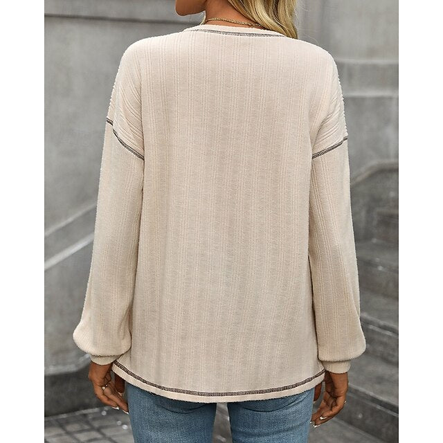 Women's Pullover Sweatshirt Casual Tops with Pockets Long