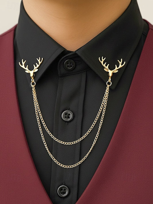 Pins Men's Alloy Reindeer – Elegant Christmas Collar