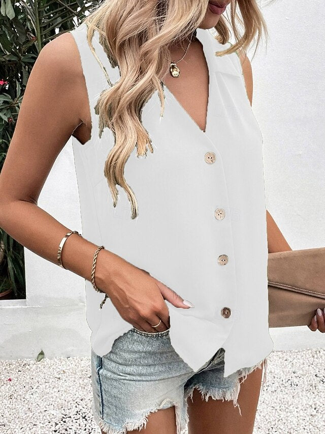 Women's Camisole Tank Top Buttons Solid Color Daily Stylish
