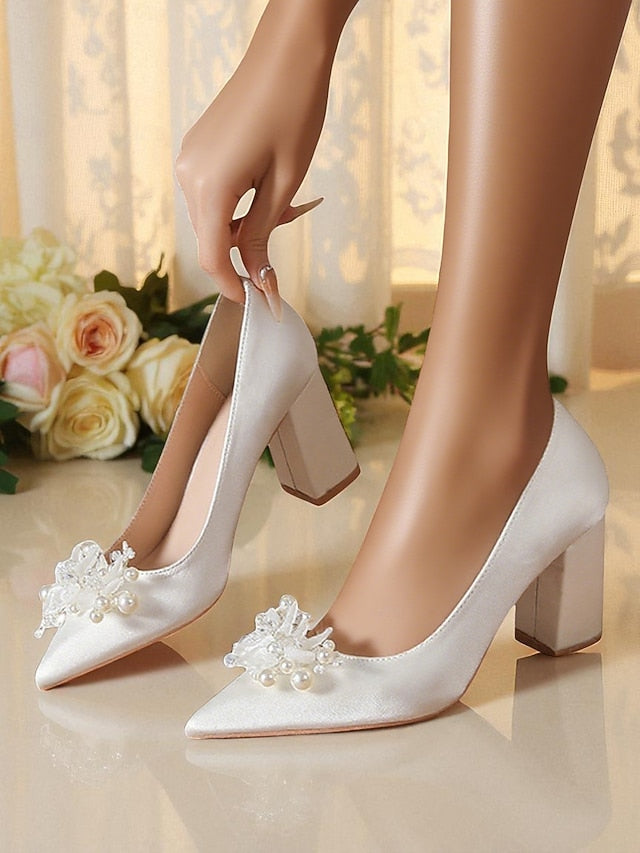and Wedding White with Women's Heels Pearl Crystal