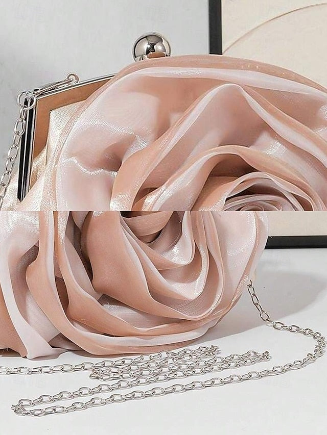 – Flower Satin Purse Elegant Women's Clutch Rose Evening