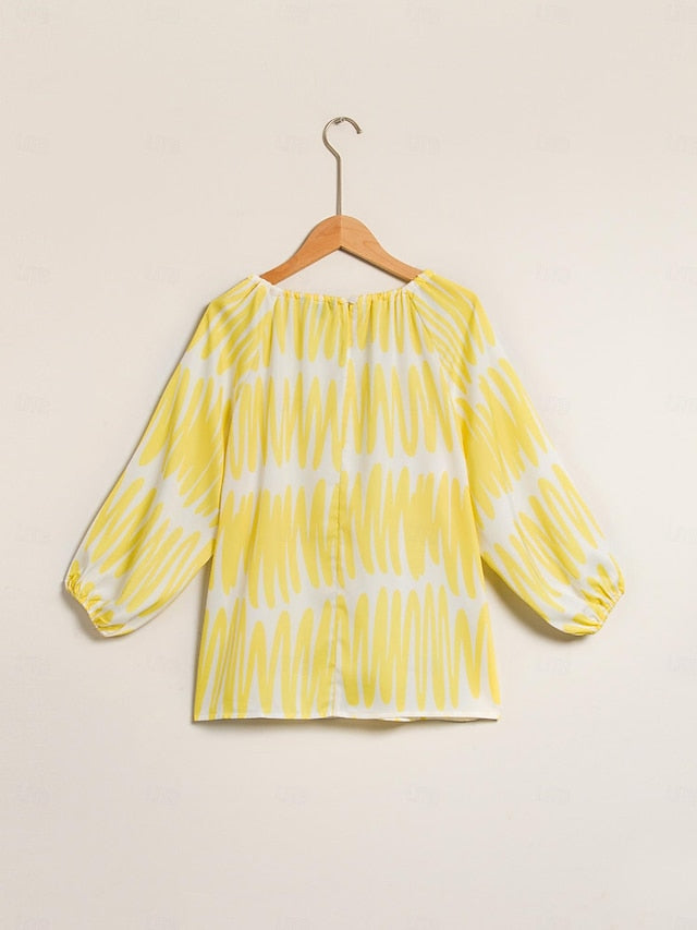 Satin Puff Sleeve Hollow Out Raglan Shirt