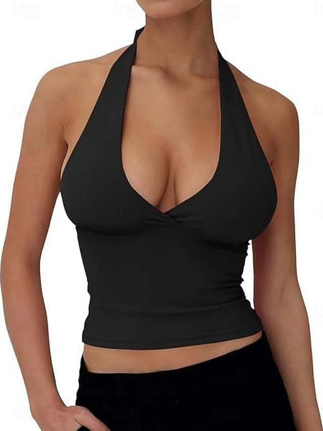 Women's Tank Top Halter Sleeveless Shirt Tee Top Backless