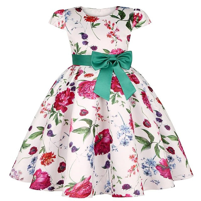 Short Flower Kids Floral Party Sleeve Dress Girls'