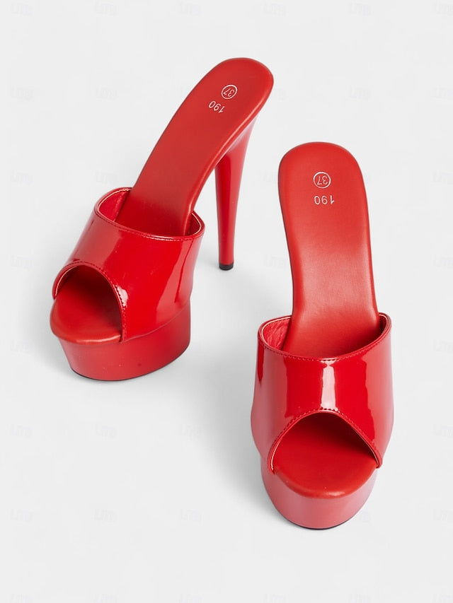 Platform Red Women's Leather with Patent Heels High