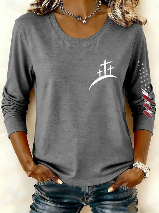 Women's T Shirt Print Graphic Vintage Stylish Modern Long