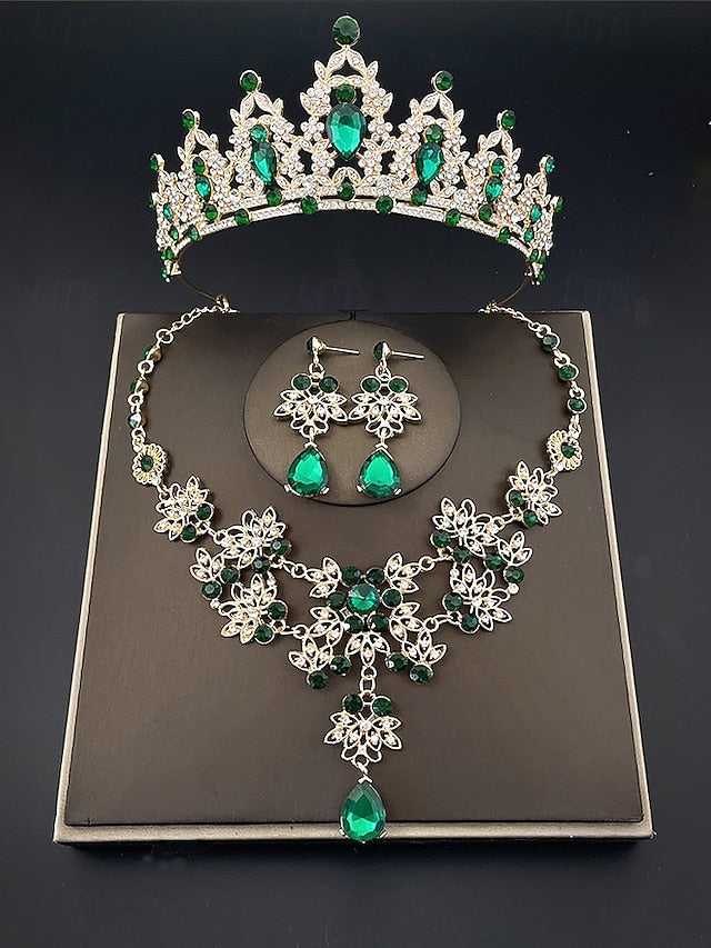 Rhinestone Women's Jewelry and Tiara Silver – Set Elegant