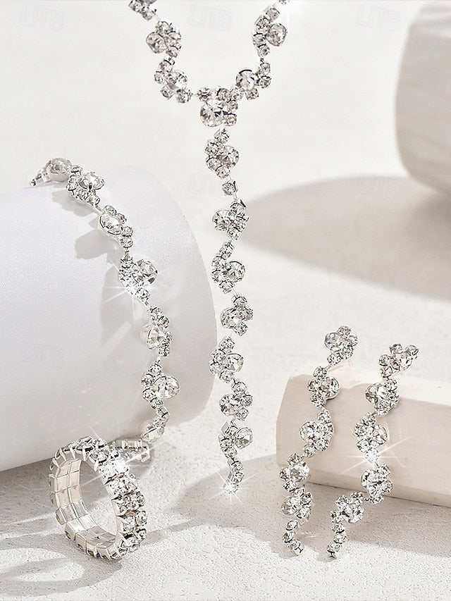 Jewelry Rhinestone Gold Set Elegant Necklace –