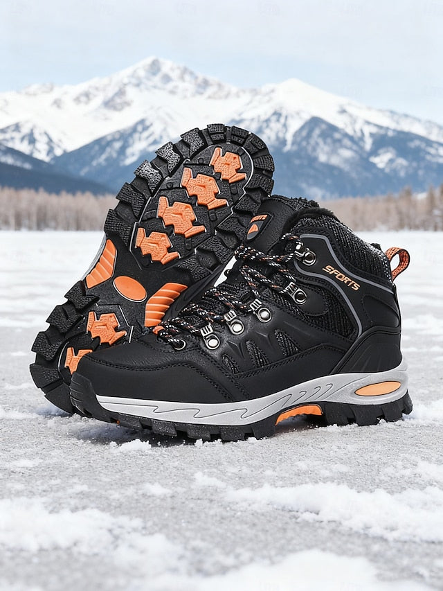 Women's Burgundy High-top Hiking Sneakers with Rugged Sole