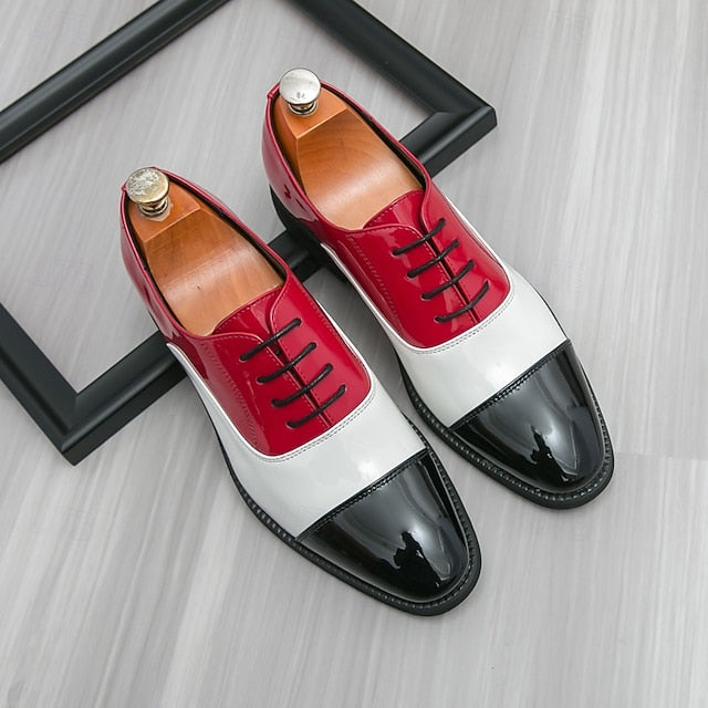 Red White Oxford Men's and Patent Shoes Leather –