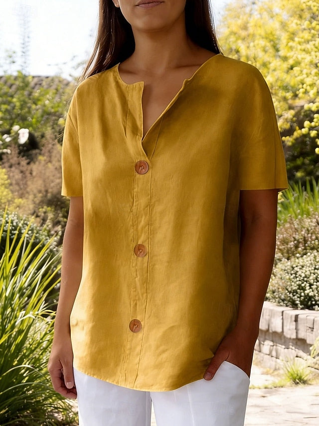 Women's Summer Shirt Casual Shirt Blouse Solid Color