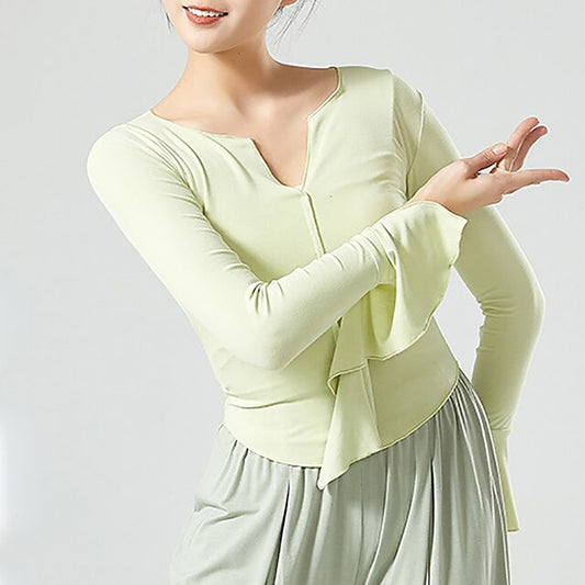 Activewear Top Pure Color Splicing Women's Performance