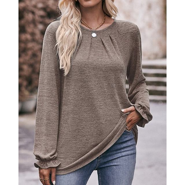 Women's Pullover Shirt Casual Tops Long Sleeve Top