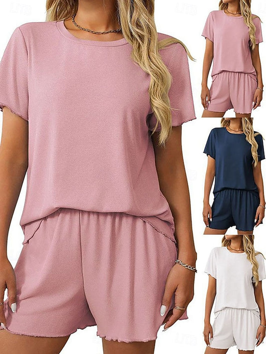 Women's Shorts Sets Bolero Top Short Sleeve Round Neck