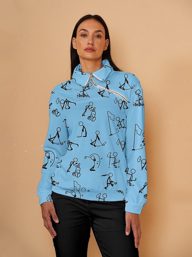 Women's Golf Pullover Sweatshirt Pink Long Sleeve Top