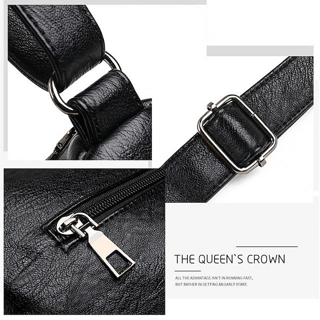 Umhängetasche Damen Leder Schwarz – Kunstleder Multi-Pocket