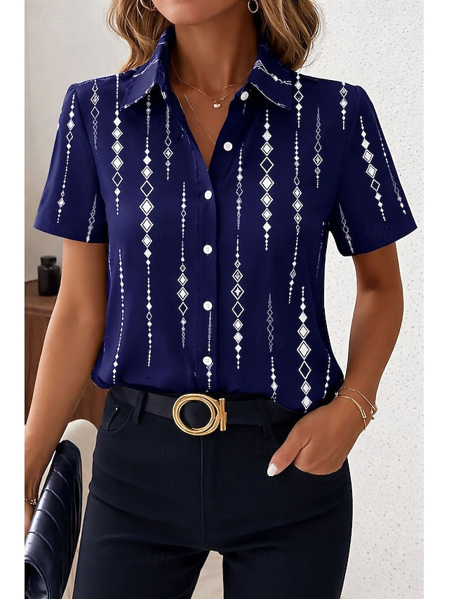 Women's Shirt Short Sleeve Graphic Geometric Vintage