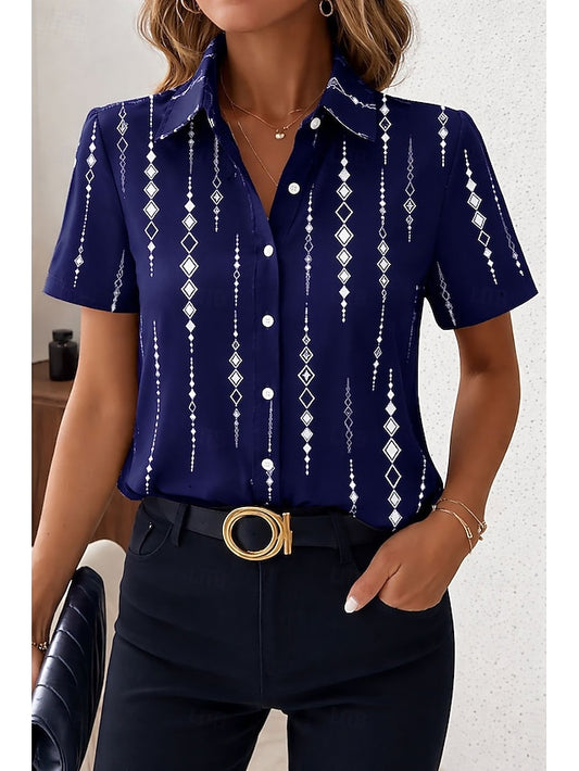 Women's Shirt Short Sleeve Graphic Geometric Vintage