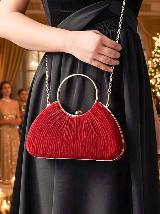 – Elegant Women's Party Handbag Velvet Christmas Red