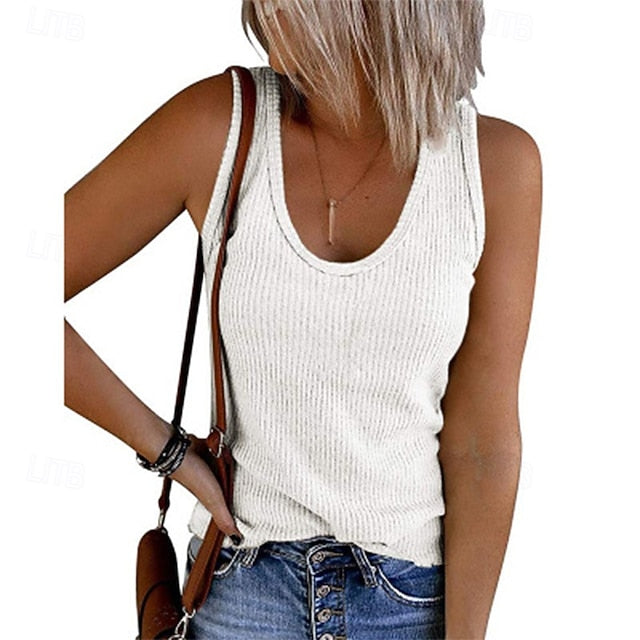 Women's Camisole Tank Top Patchwork Tunic Racerback Solid