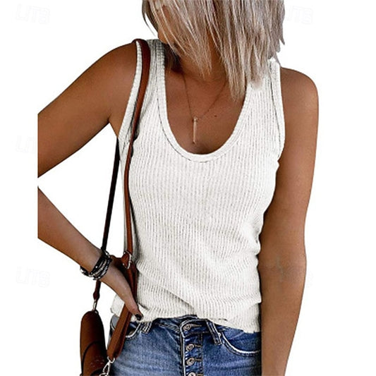 Women's Camisole Tank Top Patchwork Tunic Racerback Solid