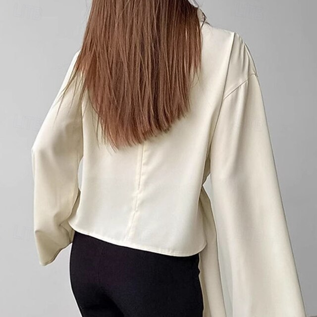 Women's Shirt Elegant Satin Top Dressy Tops Patchwork Tunic