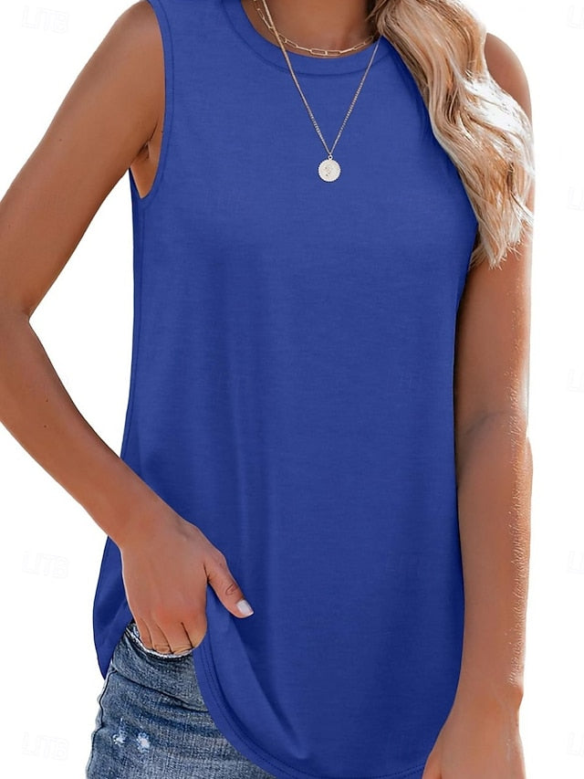 Women's Blouse Print Plain Active Casual Sleeveless Crew