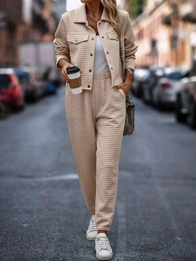 Women's Pants Sets Bolero Top Long Sleeve Shirt Collar