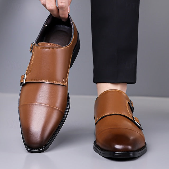 Leather Monk Double Strap Elegant Men's  – Shoes