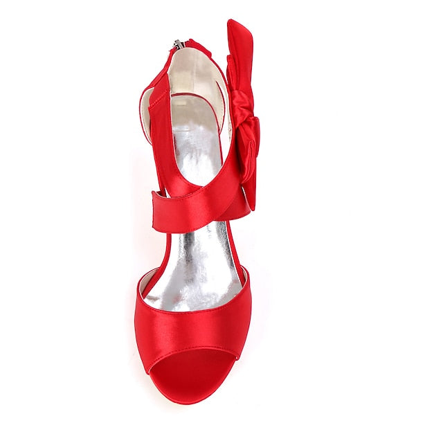 Heel Kitten Women's Shoes Open Bowknot Bridal Wedding